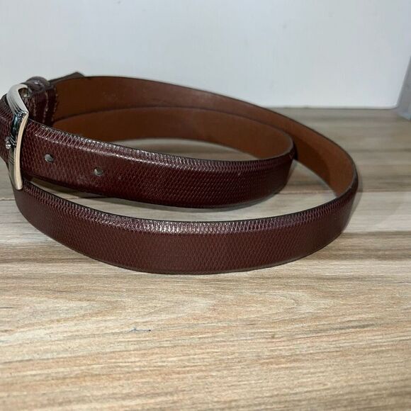 Lejon Dress Belt Mens 46 Beveled Edge Genuine Leather Brown 25702 Workwear - Picture 2 of 9